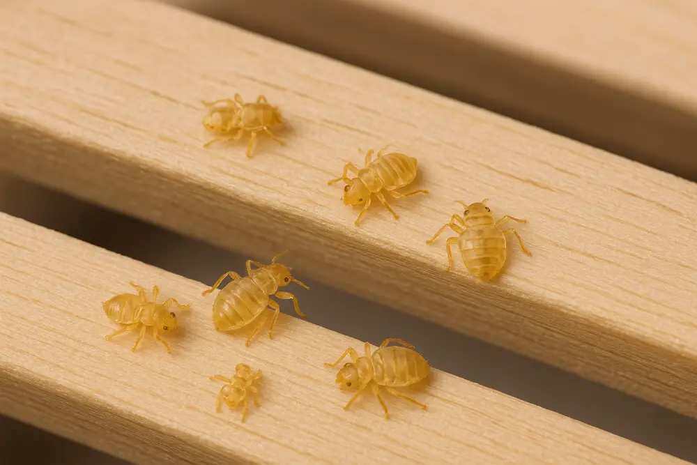 Carapaces et mues de punaises de lit - signe de développement d'une colonie