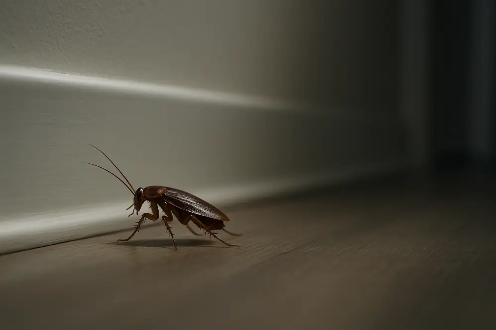 Blatte se déplaçant rapidement le long d'un mur - comportement de fuite caractéristique