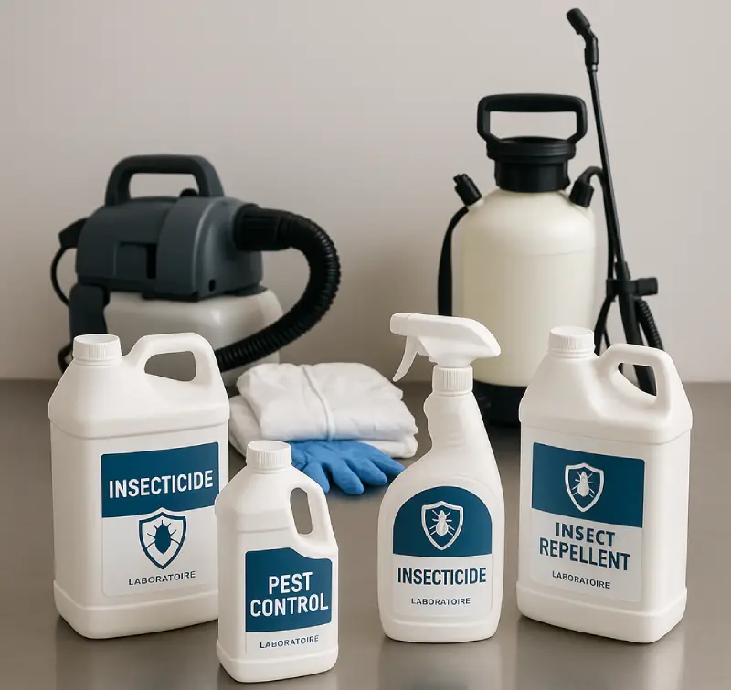 Produits de nettoyage professionnels certifiés AFNOR NFT et équipement de protection utilisés par SOSPUNAISE73 pour le nettoyage extrême