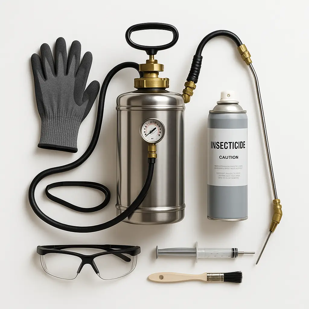 Équipement professionnel pour traitement chimique : pulvérisateur et aérosol insecticide ciblé